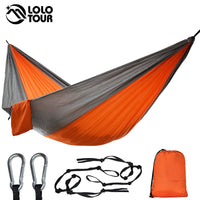 Single&amp;Double Camping Hammock With Hammock Tree Straps Portable Parachute Nylon Hammock For Backpacking Travel Lightweight